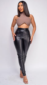 Angela Black PU Leather Pants